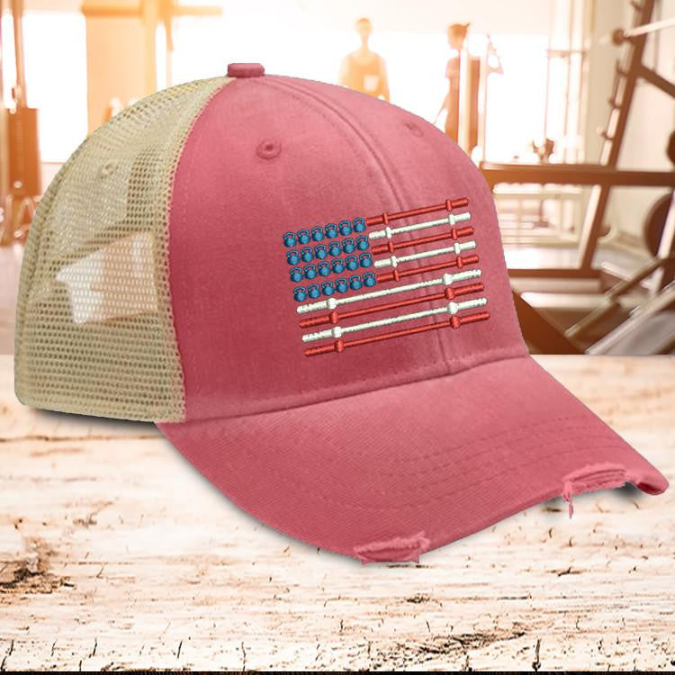 Barbell Flag Trucker Hat