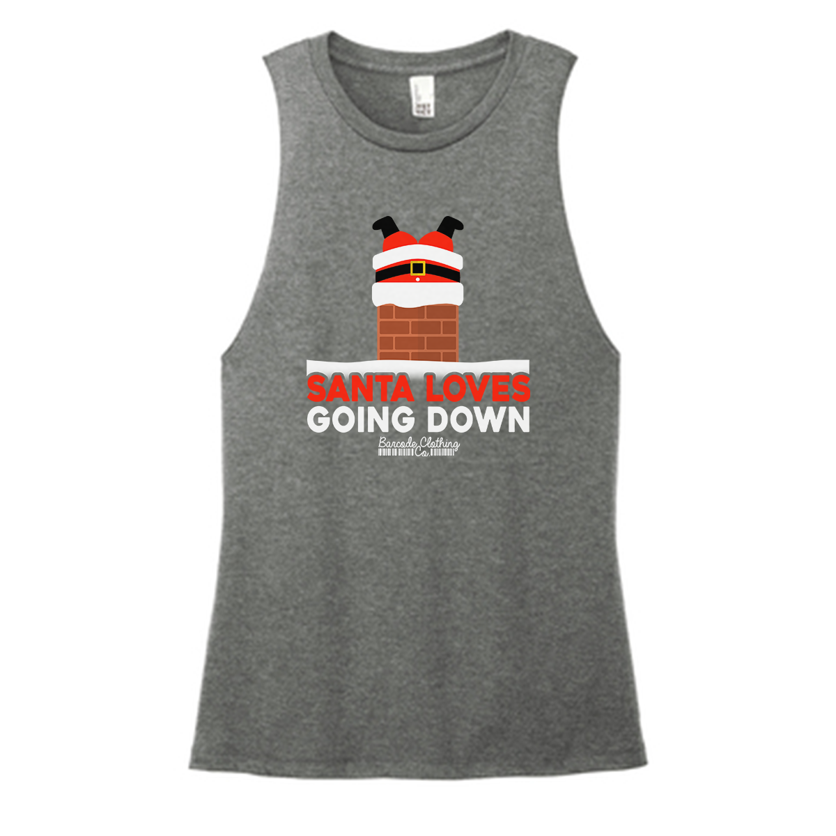 Santa Loves Going Down Color Muscle Tank