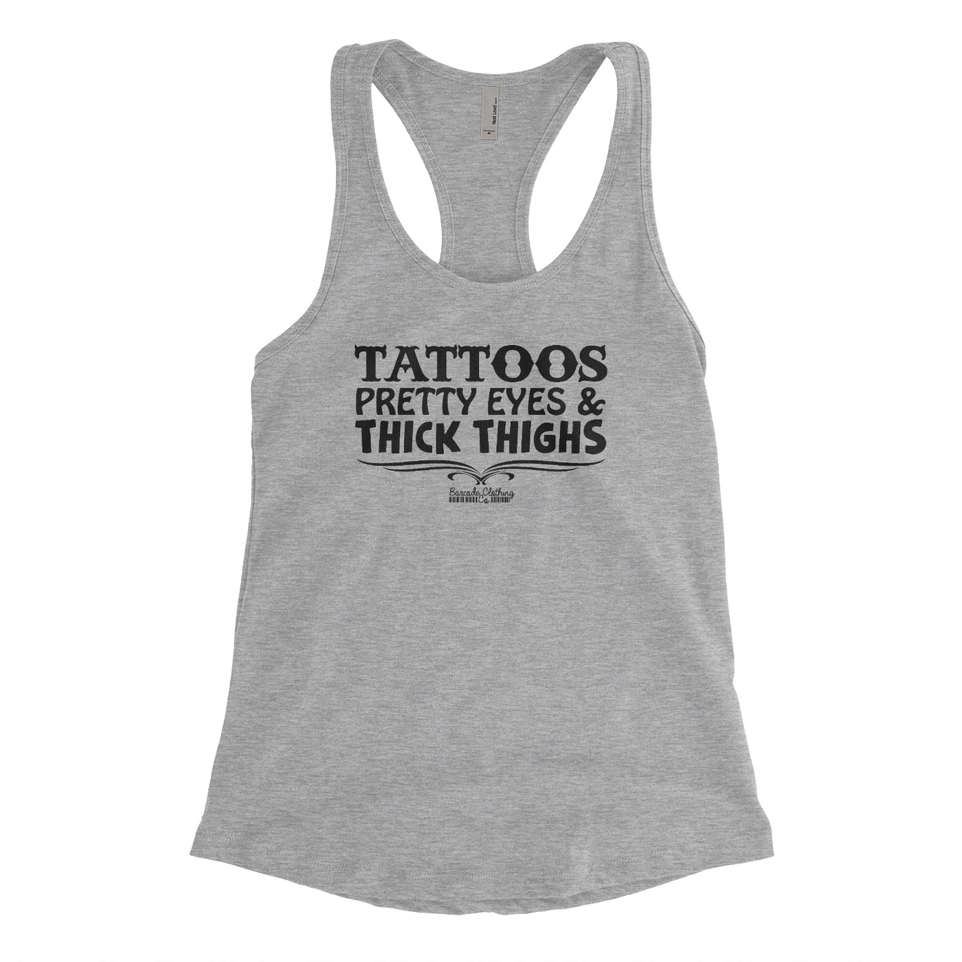 Tattoos Pretty Eyes Thick Thighs Blacked Out – Barcode Clothing Co